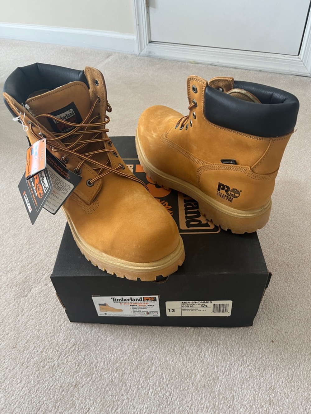 Timberland Wheat Tan Work Boots with Black Collar